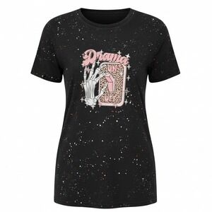 ARDENE Womens Drama On Off Skeleton Hand Graphic T-Shirt Upcycle Size M